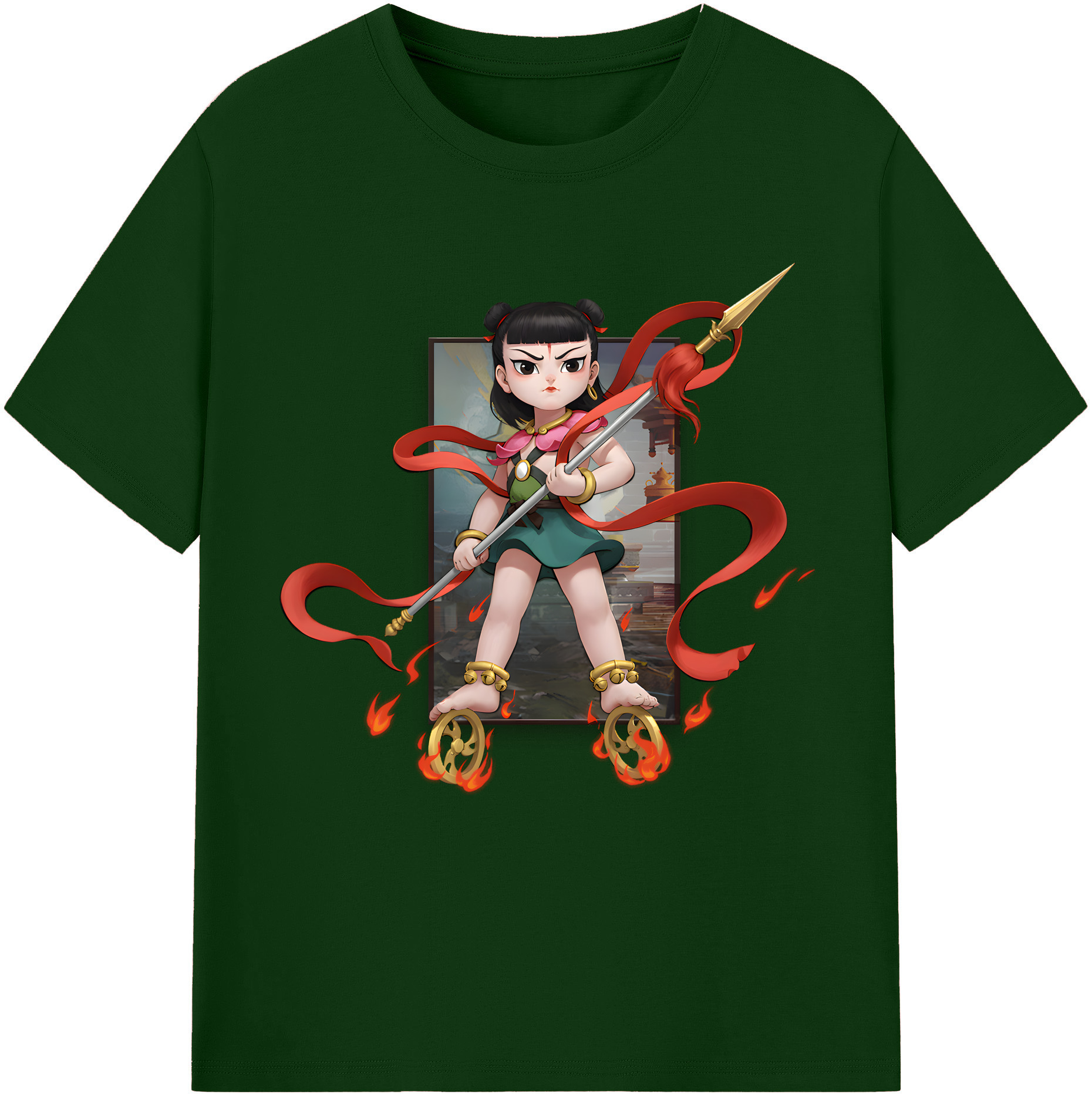 （画像用） Ne Zha 2 ナタ 魔童の大暴れ 綿100％半袖Tシャツ（フロントプリント）